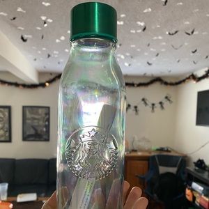 STARBUCKS IRIDESCENT GLASS WATER BOTTLE